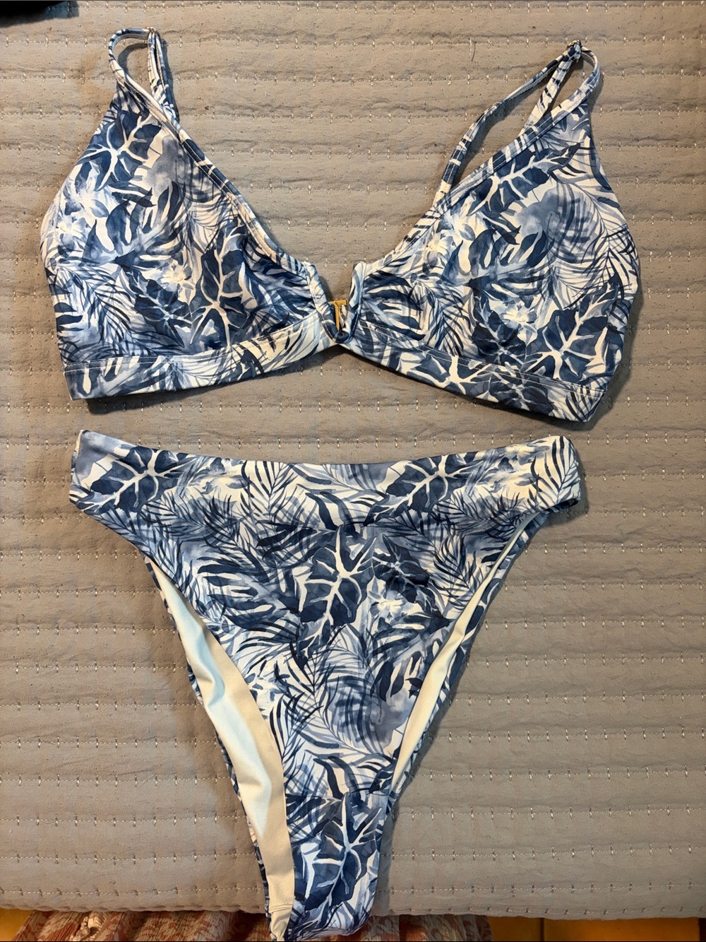 Hülya Swim Blue Tropical Print Women’s Bikini - Two-Piece Swim Set